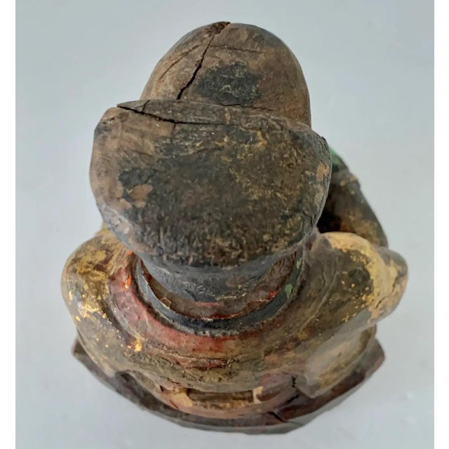 Antique Chinese Giltwood Scholar Figure – Ming/Qing Dynasty Figurine For Sale - Image 11 of 12