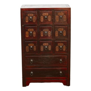 Vintage Red Painted Apothecary Chest For Sale