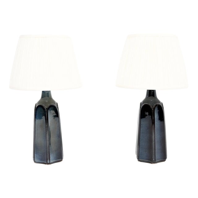 Vintage Danish Ceramic Table Lamps by Einar Johansen for Soholm, 1960, Set of 2 For Sale