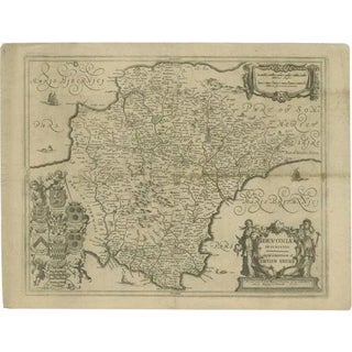 Antique Map of the County of Devon by Overton, 1713 For Sale
