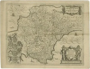 Antique Map of the County of Devon by Overton, 1713