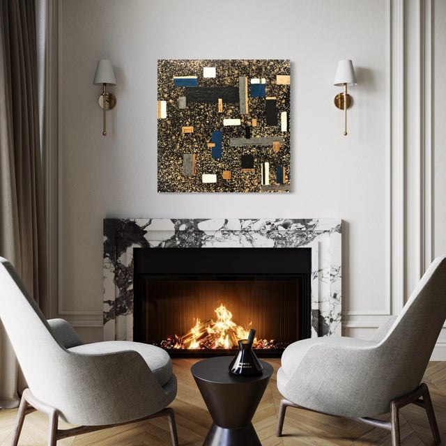 In Suspended, J. Kent Martin creates a striking contrast between a richly textured, gold-flecked ground and a...