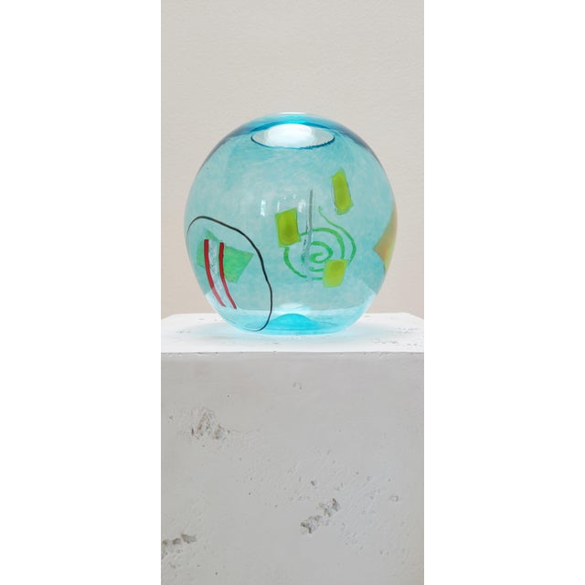 Postmodern Pizzichillo + Gordon Signed Art Glass Vase 7" Sphere For Sale - Image 3 of 8