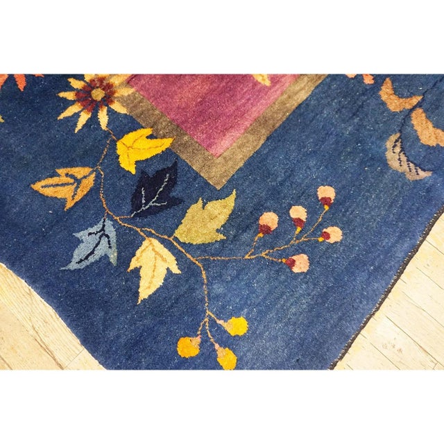 1920s 1920s Antique Purple Oriental Floral Chinese Handknotted Art Deco Wool Rug For Sale - Image 5 of 10