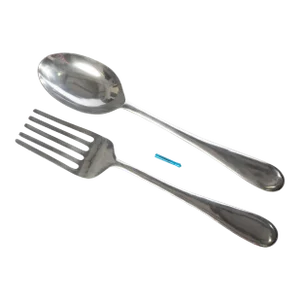Vintage Curtis Jere "Giant Kitchen Utensil Series, Brushed Aluminum Fork and Spoon