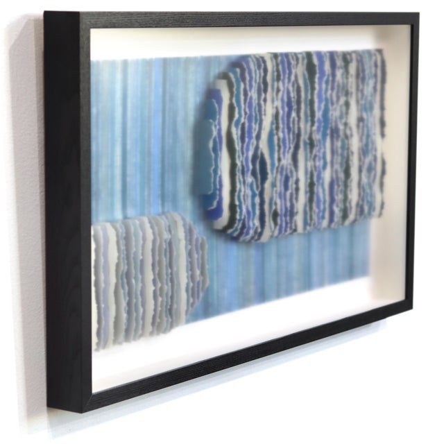 Paper Straits and Narrows - Abstract Blue Tone Mixed Media Sculptural Original Artwork by Krista Reuter For Sale - Image 7 of 11