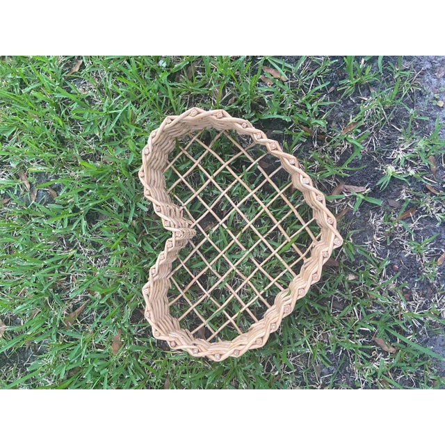 Natural Bohemian Handmade Rattan Heart Shaped Basket, Wall Decor For Sale - Image 12 of 12