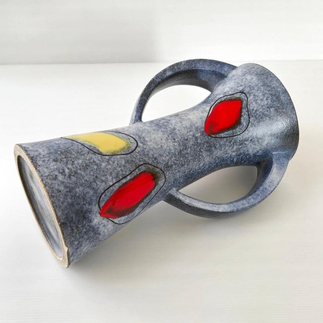 Ceramic Vintage Vase in Red and Yellow Ceramic, 1950 For Sale - Image 7 of 16