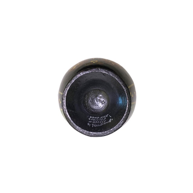 Black Mid 20th Century Greek Pottery Black Urn With Twisted Handles For Sale - Image 8 of 10