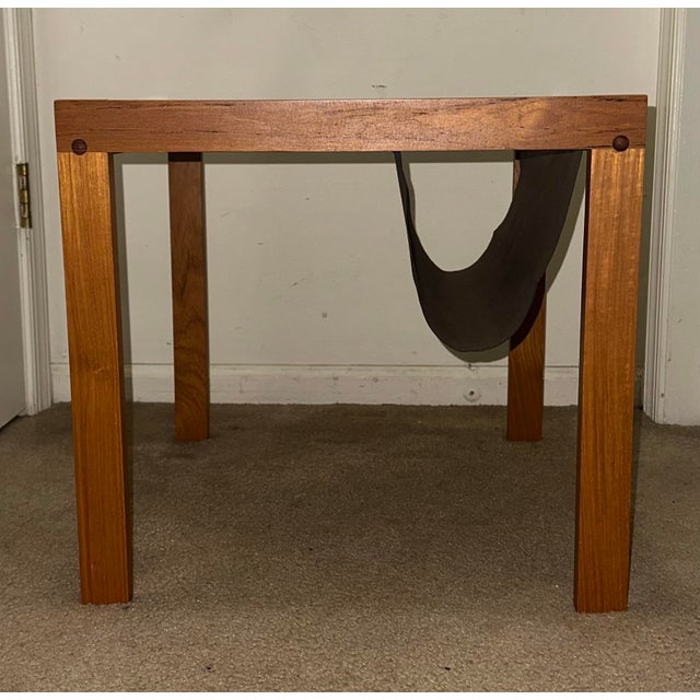 Mid-Century Modern Danish Teak & Canvas Magazine Sling Side Table by BL-Møbler For Sale In Philadelphia - Image 6 of 12