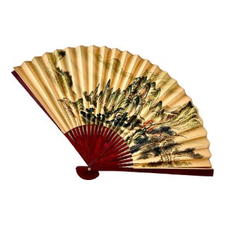 Vintage 1980s Japanese Oversized Folding Wall Fan For Sale