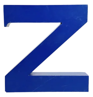 Vintage Blue Iron Facade Letter Z, 1970s