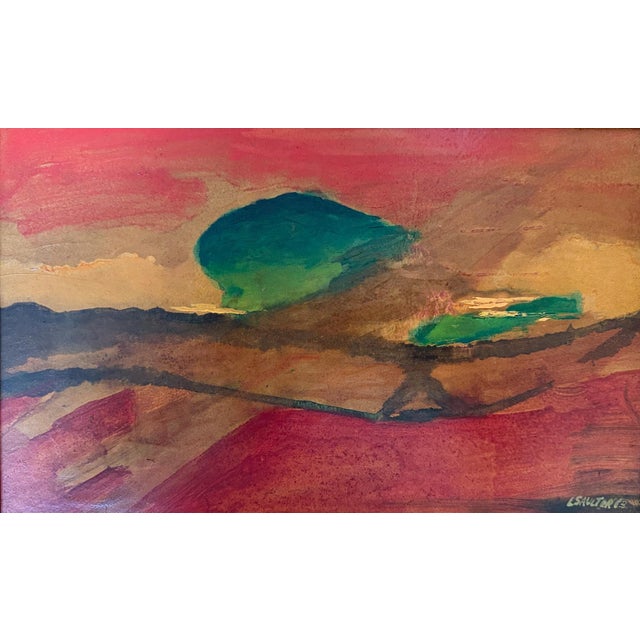 1963 Abstract Expressionist landscape painting titled “Crossroads” by Leon Saulter (1908-1986). Born in Poland, Saulter...