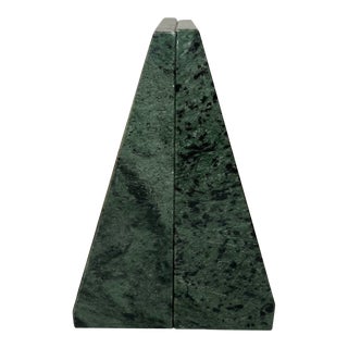 Verde Green Marble Architectural Pair Bookends For Sale