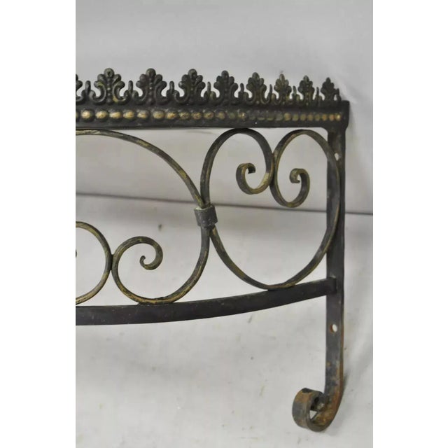 Black French Art Nouveau Wrought Iron Grapevine Maple Leaf Wall Mounted Console Table For Sale - Image 8 of 12
