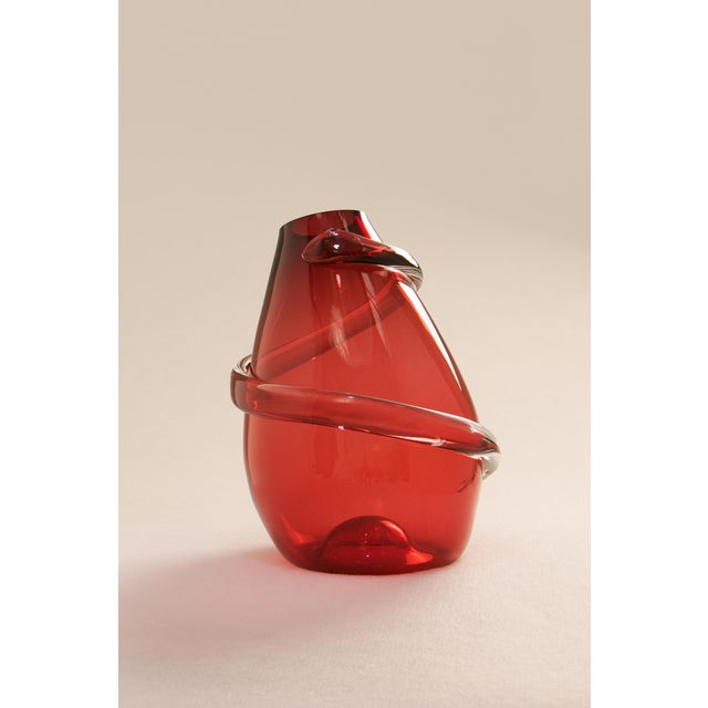 Drop Big Spiral Vase in Red Glass, 1990s For Sale - Image 4 of 6