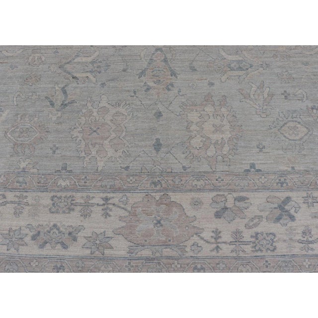 Modern Oushak in All-Over Floral Design With Light Gray Background and Neutral Colors For Sale In Atlanta - Image 6 of 13