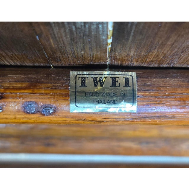 VIntage Rattan Storage Trunk W/ Brass Accents For Sale - Image 9 of 12
