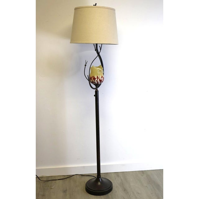 Dale Tiffany Spotted Owl Amber Art Glass Floor Lamp With Dual-Light Night Light Feature For Sale - Image 4 of 8
