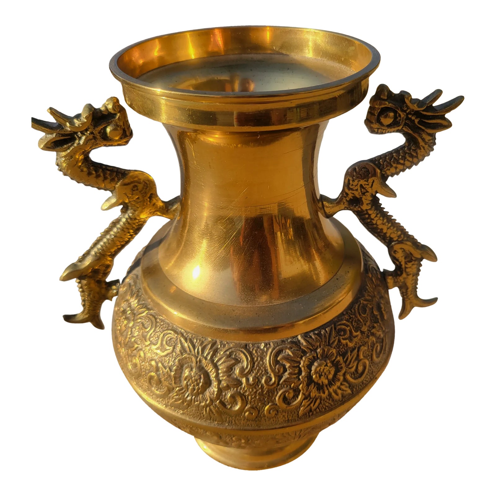 Mid 20th Century Brass Dragon Urn With a Yunwen Pattern Chairish