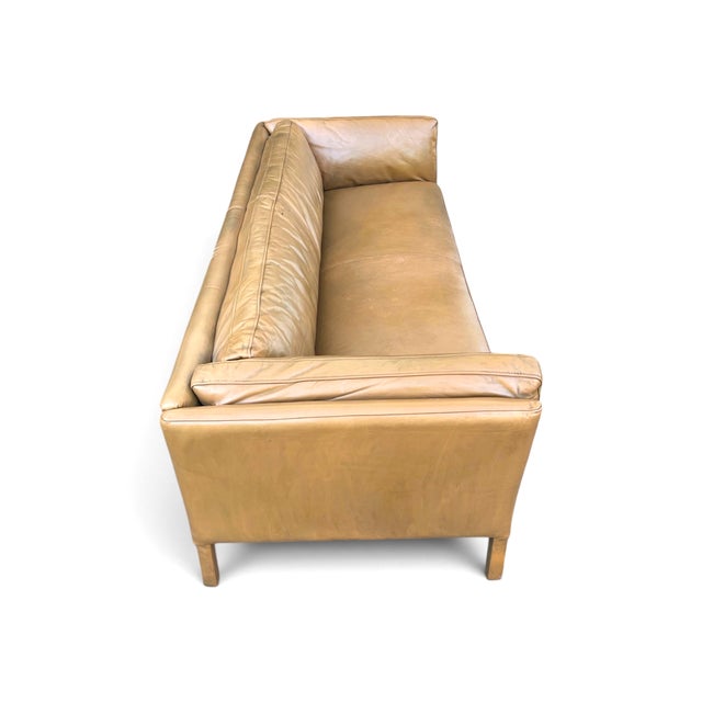 2000 - 2009 Restoration Hardware Sorensen Sofa in Caramel Tan Leather Wit Beautiful Patina For Sale - Image 5 of 12