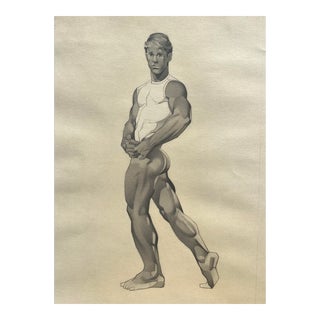 1960s Standing Muscular Male Drawing For Sale