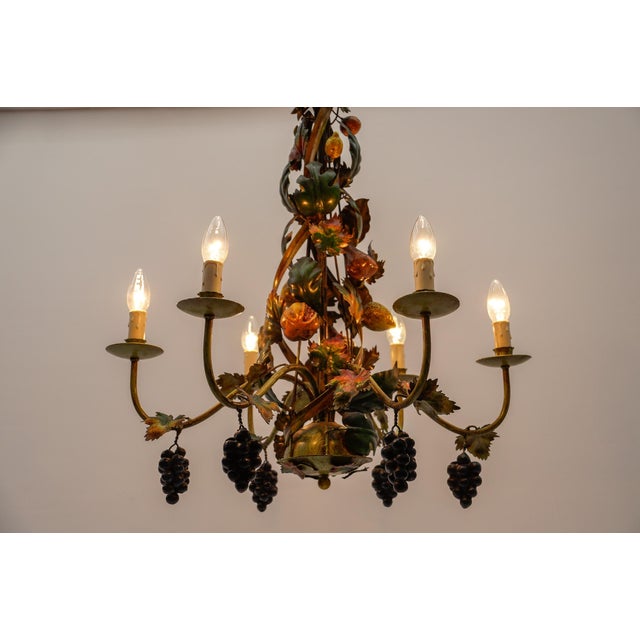 Huge Floral 6-Light Fruit Strand Hanging Lamp by Hans Kögl, Germany, 1970s For Sale - Image 4 of 13