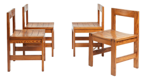 Vintage Pine Dining Chairs with Visible Joints, 1960s, Set of 4