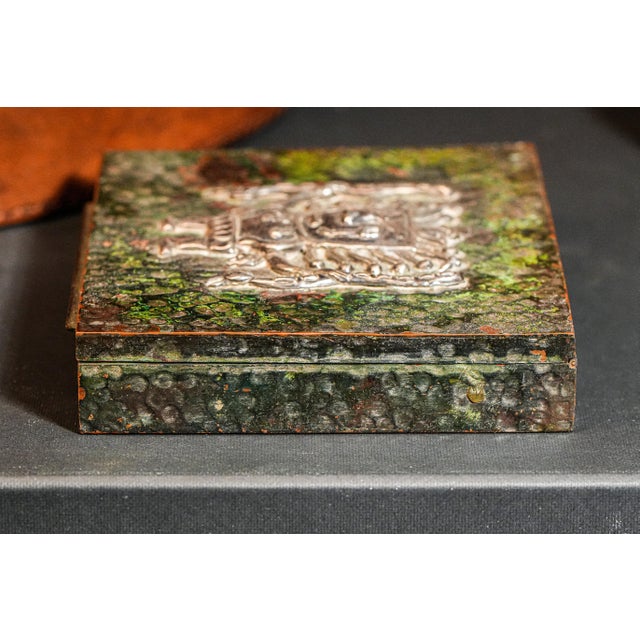 Amazing Vintage Peru Mixed Metal Copper Alloy and Sterling Silver Art Box Incan Design Element Home Decor For Sale - Image 12 of 15