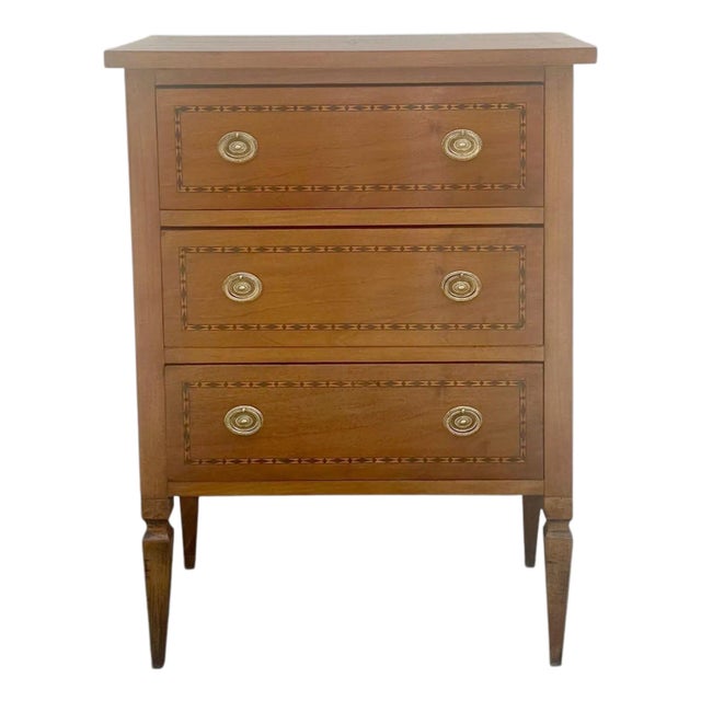 Early 19th Century Italian Three Drawer Chest With Starburst Inlay For Sale