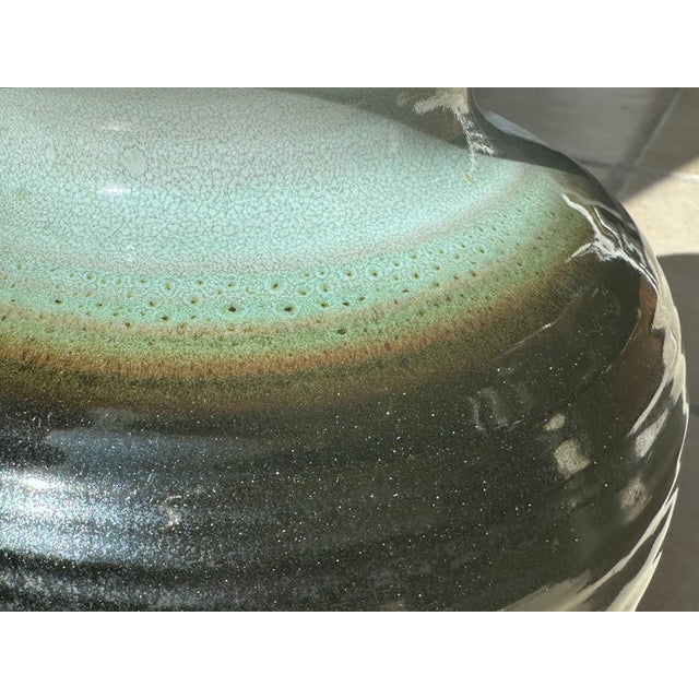 Brown Sculptural Celadon and Iron Oxide Glazed Ceramic Art Vase by Martha Katzer for Karlsruher Majolika, Germany, 1940s For Sale - Image 8 of 15