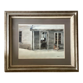 Vintage Original Watercolor Painting by American Artist Gregory Strachov, Titled “Vacant” For Sale
