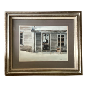 Vintage Original Watercolor Painting by American Artist Gregory Strachov, Titled “Vacant”