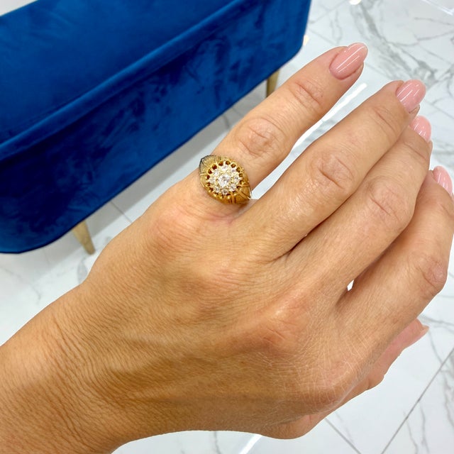 Antique Victorian 18k Yellow Gold 0.56ct Old Cut Diamond Cluster Engagement Ring, Size 5.5 For Sale - Image 9 of 9