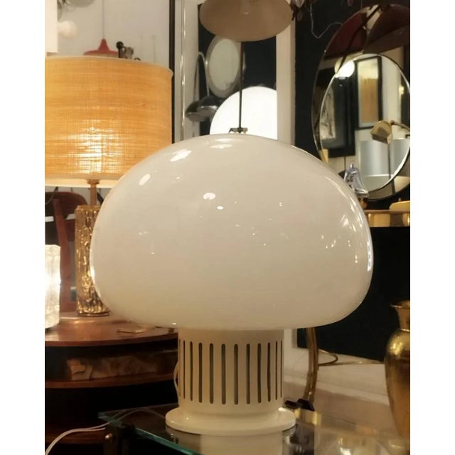 Rare table lamp model ''Paola'' produced in Italy in the 1960s by Studio Tetrarch for Lumenform, white perforated metal...