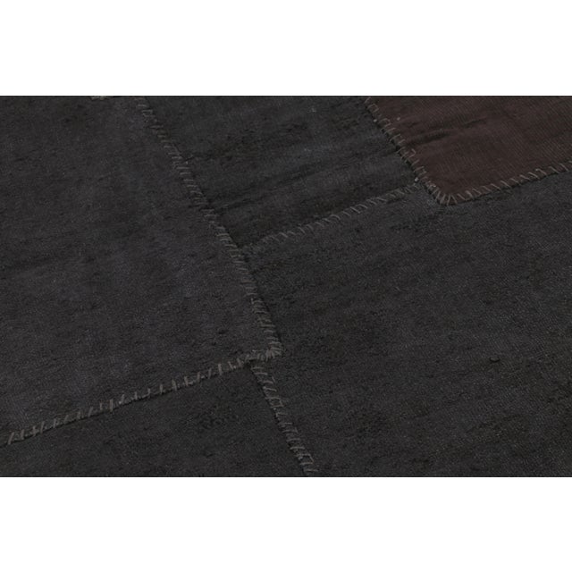1950s Vintage Anatolian Patchwork Rug With Black and Brown Patterns - Rug & Kilim For Sale - Image 5 of 9