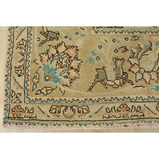 Tabriz Rug 8′ X 11’8” Peach Wool Vintage Distressed Hand-Knotted Carpet For Sale - Image 12 of 15