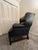 Late 20th Century Hancock & Moore Blue Royal Leather Wingback Chair With Ottoman For Sale - Image 5 of 9