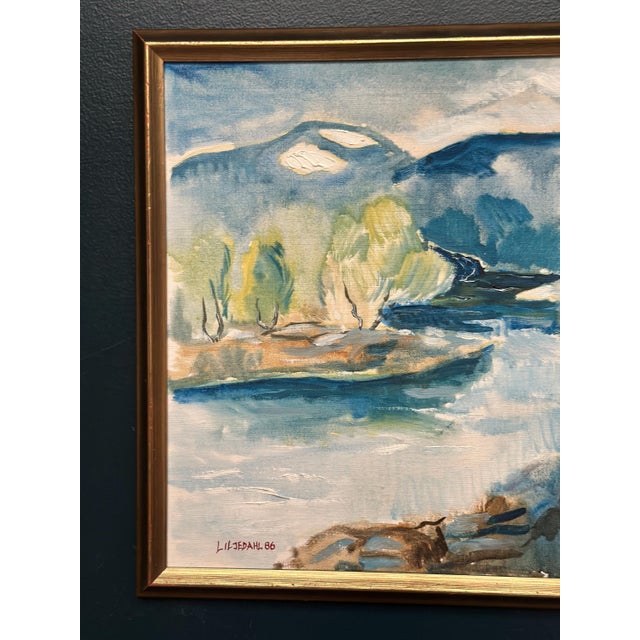 Mid-Century Modern Liljedahl, River, 1986, Oil on Canvas For Sale - Image 3 of 18
