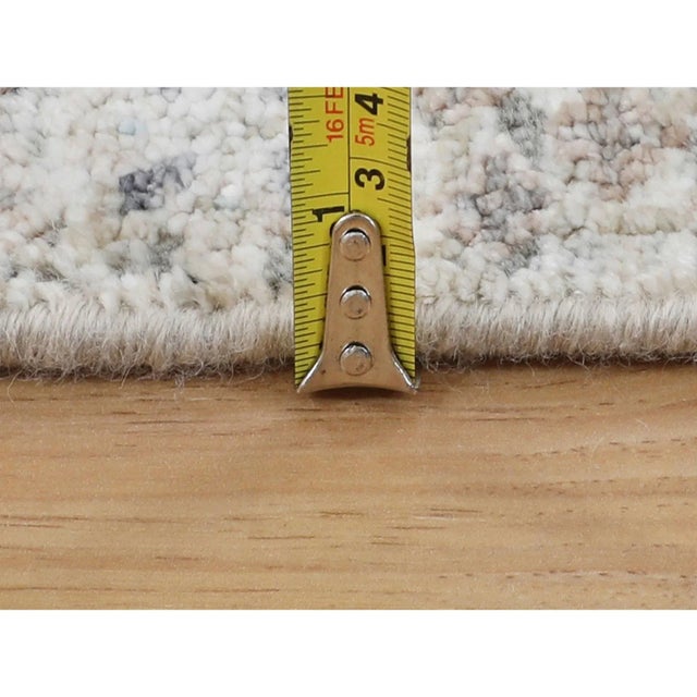 Ivory Silk With Textured Wool Tabriz Design Runner Hand Knotted Oriental Rug For Sale - Image 4 of 9