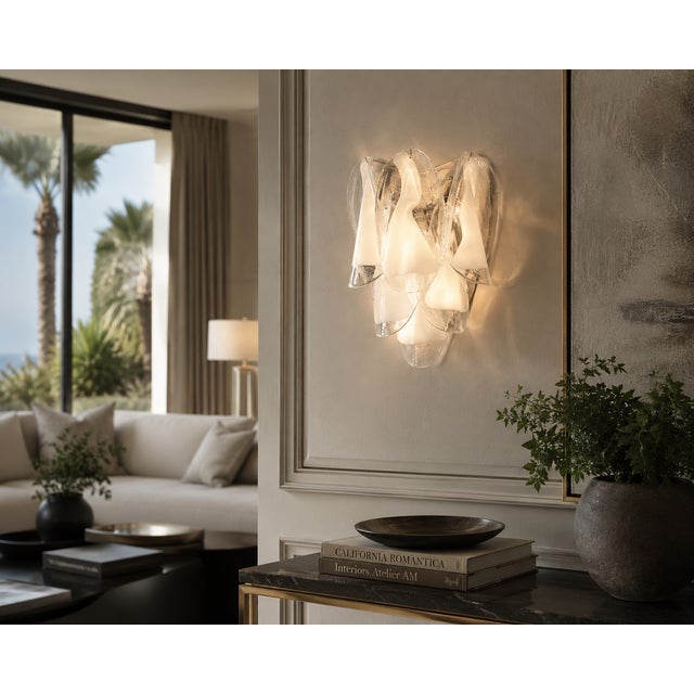Murano Murano Glass Wall Sconces "Rondini" | Mazzega Style For Sale - Image 4 of 4