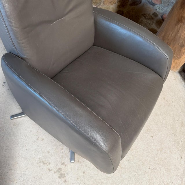 Ergonomic Leather Recliner Made in Norway by I M G Scandinavian Modern For Sale - Image 10 of 17