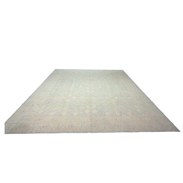 Condition: New Origin: Afghanistan Design: Khotan Actual Size: 11.5 X 14.8 Thickness: 1/4in Color: Light Blue, Ivory,...