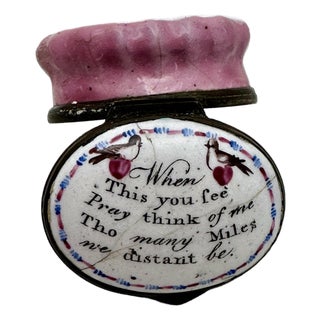 C 1790 Battersea Bilston Enamel “Think of Me Tho Many Miles Away” - Motto Patch For Sale