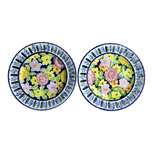 Vintage Regency Portuguese Floral Ceramic Plates - Set of 2