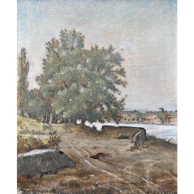 Henri Duvoisin, Geneva Countryside, Oil on Canvas, 1919 For Sale - Image 8 of 8