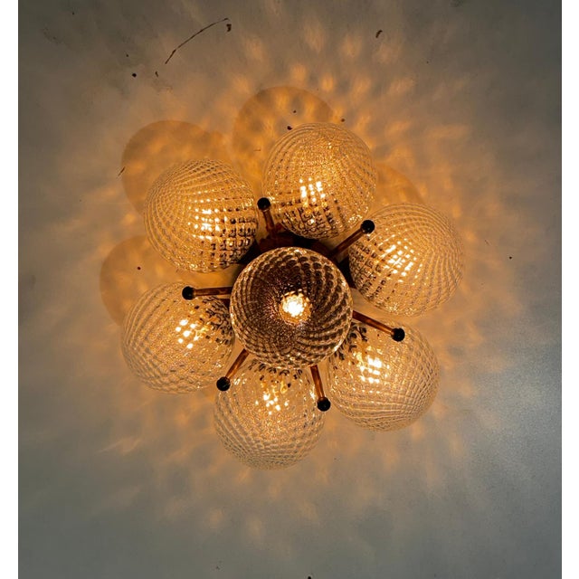 Glass Sakura Balloton Bronzed Clear Globe Flush Mount by Fabio LTD For Sale - Image 7 of 8
