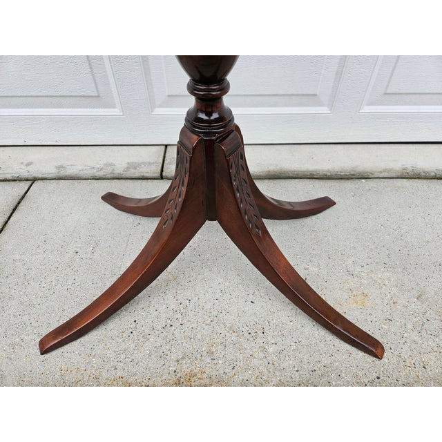 Mahogany Pedestal Drop Leaf Side Table For Sale - Image 12 of 12