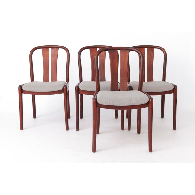 Vintage German Beech Casala Dining Chairs in Light Grey Upholstery, 1960s, Set of 4 For Sale - Image 10 of 10