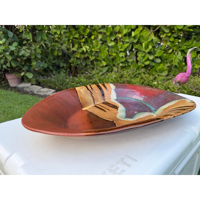 Contemporary Oversized Signed Studio Art Pottery Wall Sculpture Platter & Centerpiece For Sale - Image 3 of 11